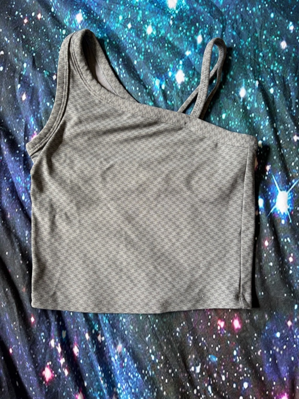 One-Shoulder Grey girls athletic Crop Tank Top
